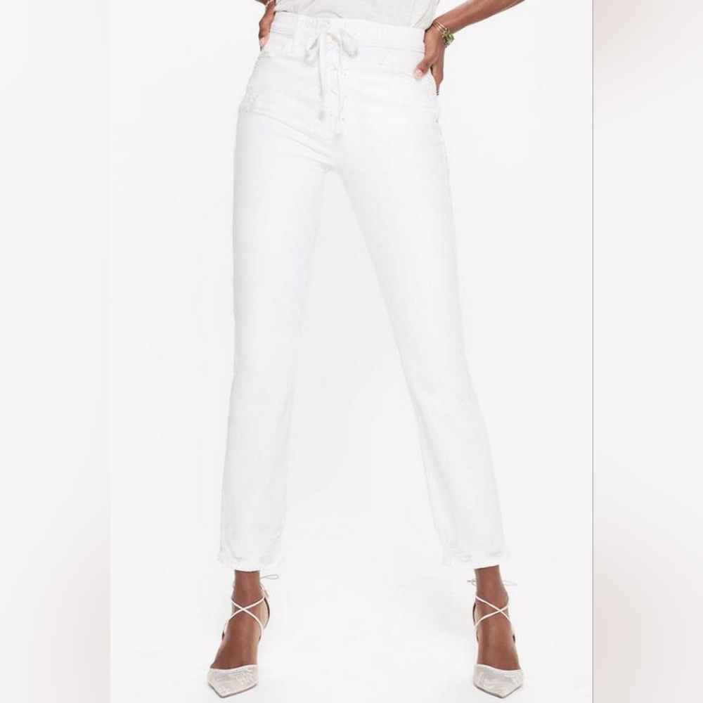 MOTHER White High-Rise Straight Jeans